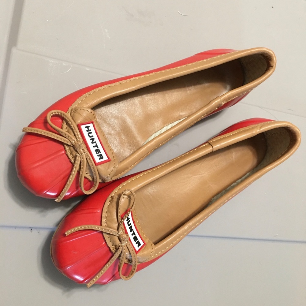Hunter Rubber Red Flat Shoes